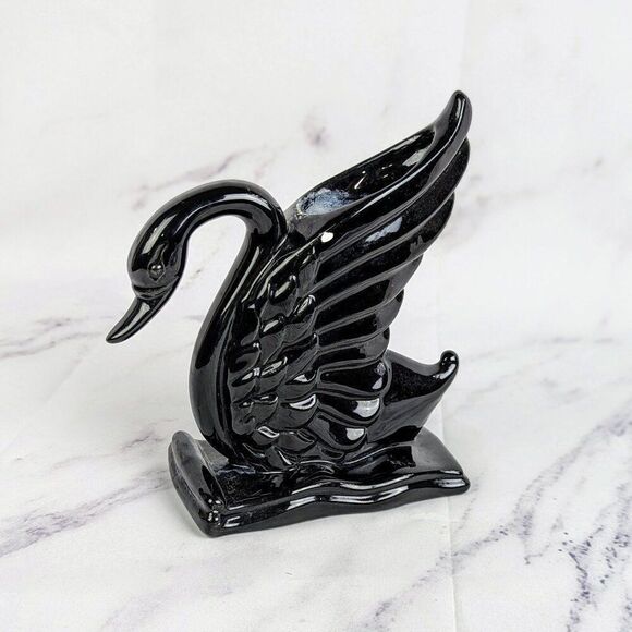 Vintage Royal Haeger R430 Black Swan Vase Planter 1950s USA Mid Century Modern - Picture 1 of 7